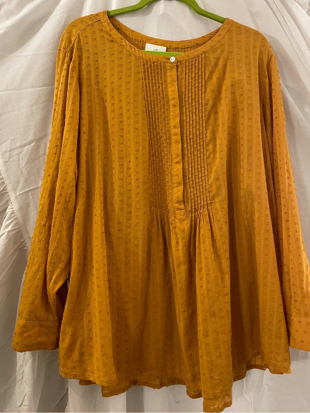 J. Jill Mustard Pintuck Peasant Blouse